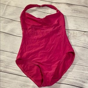 Natalie dancewear pink halter bodysuit leotard